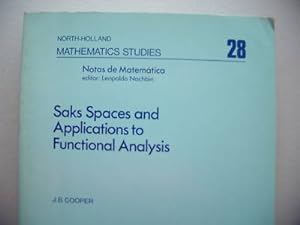 Mathematics Studies 28 Saks Spaces Applications Functio