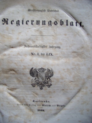 Großherzoglich Badisches Regierungsblatt Großherzogtum Baden 1829