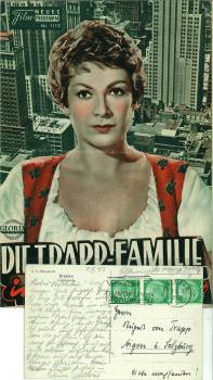 Image du vendeur pour Neues Filmprogramm " Nr. 1112 - Die Trapp-Familie in Amerika. Die Kinozeitschrift fr das Publikum, November-Folge 1958. Beiliegend Ansichtskarte aus Breslau, datiert vom 8. X. '33 von Walter an seinen Bruder Rupert von Trapp, Aigen b. Salzburg: "Liebes Brderlein! . Dein Walter". mis en vente par Antiquariat Weinek