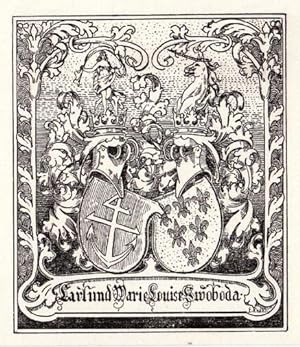 Exlibris für Karl und Marie Louise Swoboda. Klischéedruck von Ernst Krahl.