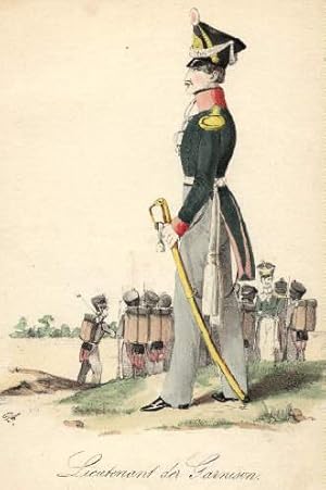 Lieutenant der Garnison. Kolorierte Lithographie von C.Beer im Verlag Berendsohn.