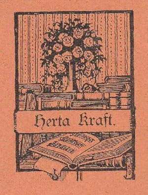 Exlibris für Herta Kraft. Klischéedruck, monogrammiert R.O.