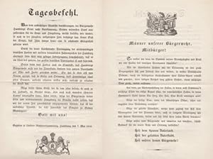 Danksagung des Senats anlässlich der Unruhen 1848. Rückseite : Männer unserer Bürgerwehr, Mitbürg...