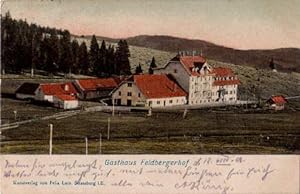 Gastehaus Feldbergerhof. Ansichtskarte in farbigem Lichtdruck. Abgestempelt Feldberg 12.08.1901.