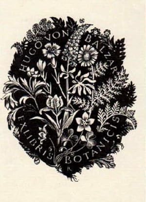Bild des Verkufers fr Exlibris Botanicis fr Hugo von Balzar. Holzschnitt von Pam G. Rueter. zum Verkauf von Antiquariat Heinz Tessin