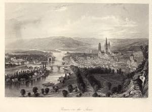 Bild des Verkufers fr Gesamtansicht. Rouen on the Seine. Stahlstich von S.Bradshaw nach T.Allom. zum Verkauf von Antiquariat Heinz Tessin