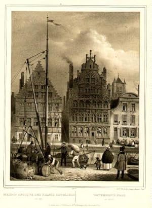 Maison antique des Francs Bateliers de Gand. Watermen`s Hall in Ghent. Lithographie mit Tonplatte...