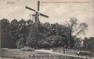 Bild des Verkufers fr Wallpartie mit Blumenschule und Heerdentors-Mhle. Ansichtskarte in Lichtdruck. Abgestempelt Bremen 21.10.1911. zum Verkauf von Antiquariat Heinz Tessin