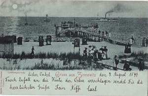 Seller image for Gruss aus Zinnowitz. Landungsbrcke. Ansichtskarte in Lichtdruck. Abgestempelt Zinnowitz 10.09.1899. for sale by Antiquariat Heinz Tessin