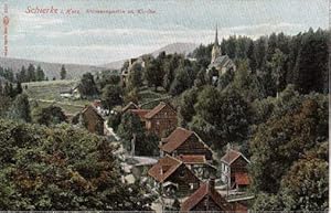 Imagen del vendedor de Strassenpartie m. Kirche. Ansichtskarte in farbigem Lichtdruck. Ungelaufen. a la venta por Antiquariat Heinz Tessin