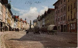 Oberer Markt. Ansichtskarte in farbigem Lichtdruck. Abgestempelt Lenggries .10.08.1926.