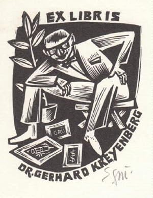 Seller image for Exlibris fr Dr. Gerhand Kreyenberg. Holzschnitt von Ernst Grnewald, unten rechts mit Bleistift signiert. for sale by Antiquariat Heinz Tessin