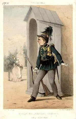 1863. Chasseur Carabinier Kolorierte Lithographie von Draner.