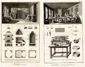 Emaileur. 5 Kupferstiche aus Diderot und d`Alembert - Encyclopédie. Tafel 1 : Emailleur, á la Lam...