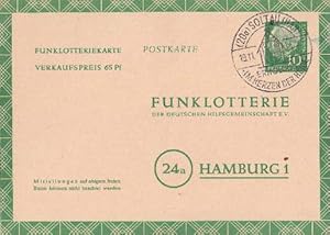 Bundesrepublik. 10 Pfennig. Verkaufspreis 65 Pfennig. Ganzsache abgestempelt Soltau 19.11. 1954.