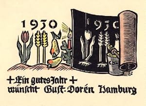 Imagen del vendedor de Neuahrswunsch von Gust.Dorn fr 1930. Kolorierter Original-Holschnitt von Josua Leander Gampp. a la venta por Antiquariat Heinz Tessin