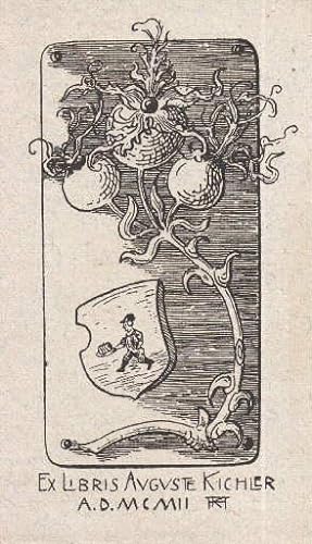 Bild des Verkufers fr Exlibris fr Auguste Kichler. Klischedruck von Auguste Kichler-Roll. zum Verkauf von Antiquariat Heinz Tessin