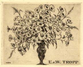 Exlibris für E. und W. Tropp. Original-Radierung von Martin E.Philipp.