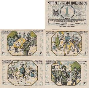 Imagen del vendedor de Notgeld der Stadt Holzminden. 4 Scheine ber je 1 Mark. Gltig bis 1. Mai 1922. a la venta por Antiquariat Heinz Tessin