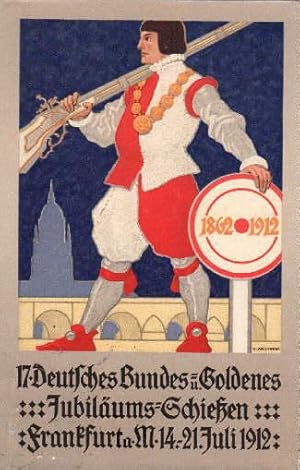 17. Deutsches Bundes- u. Goldenes Jubiläums-Schießen. Frankfurt a.M. 14.-21. Juli 1912. Postkarte...