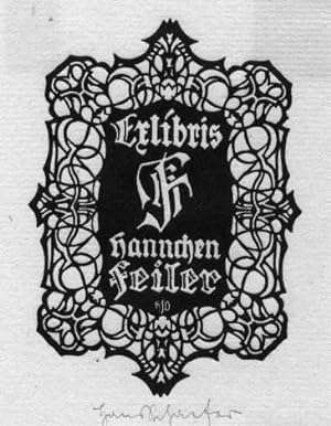 Bild des Verkufers fr Exlibris fr Hannchen Feiler. Original-Holzschnitt von Hans Schfer, mit Bleistift signiert. zum Verkauf von Antiquariat Heinz Tessin