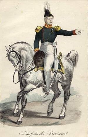 Stabsofficier der Garnison. Kolorierte Lithographie von C.Beer im Verlag Berendsohn.