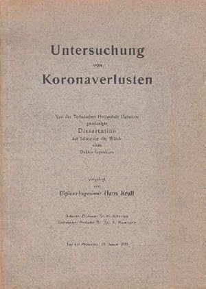 Untersuchung von Koronaverlusten. Dissertation.