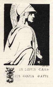 Seller image for Exlibris fr Caesaris Goria Gatti. Klischedruck von Edgardo Rodina. for sale by Antiquariat Heinz Tessin