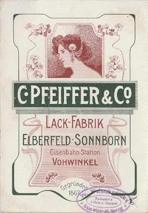 C.Pfeiffer & Co. Lack-Fabrik, Elberfeld-Sonnborn. Preisliste für Lacke. Klappkarte mit losem Einl...