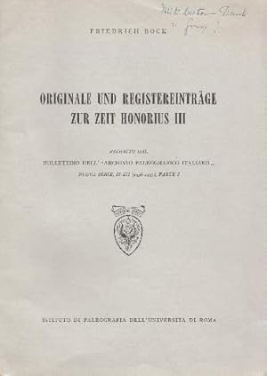 Bild des Verkufers fr Originale und Registereintrge zur Zeit Honorius III. zum Verkauf von Antiquariat Heinz Tessin