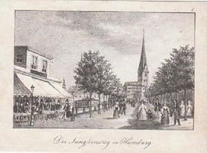 Die Strasse beim Jungfernstieg in Hamburg. Lithographie von Peter Suhr.