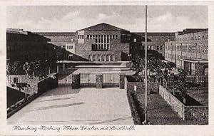 Bild des Verkufers fr Hhere Schule mit Stadthalle. Ansichtskarte in Lichtdruck. Ungelaufen. zum Verkauf von Antiquariat Heinz Tessin