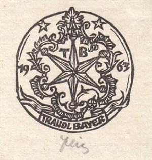 Bild des Verkufers fr Exlibris fr Traudl Bayer. Holzschnitt von Otto Feil, Wien, unten mit Bleistift signiert. zum Verkauf von Antiquariat Heinz Tessin