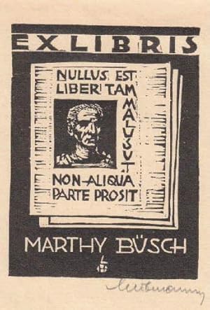 Bild des Verkufers fr Exlibris fr Marthy Bsch. Linolschnitt von Leopold Hofmann, unten rechts mit Bleistift signiert. zum Verkauf von Antiquariat Heinz Tessin