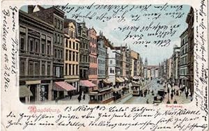 Breiteweg. Ansichtskarte in farbigem Lichtdruck. Abgestempelt Magdeburg 13.03.1903.