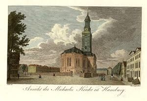 Ansicht der Michaelis Kirche in Hamburg. Kolorierter Kupferstich von Schwerdgeburth nach Radl.