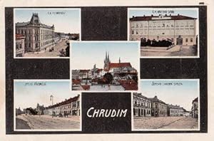 Fünf kleine Ansichten. Ansichtskarte in farbigem Lichtdruck. Abgestempelt Chrudim 17.07.1916.
