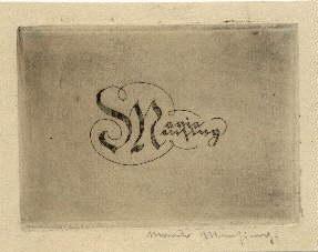 Exlibris für Maria Mensing. Original-Radierung, unten rechts mit Bleistift signiert.
