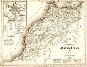 Nordwestliches Africa oder das Sultanat Marocco. Stahlstichkarte mit Grenzkolorit, links oben mit...