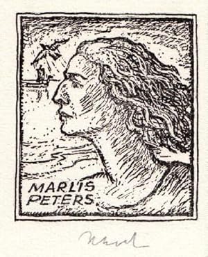 Bild des Verkufers fr Exlibris fr Marlis Peters. Original-Lithographie von Rudolf Koch, unten mit Bleistift signiert. zum Verkauf von Antiquariat Heinz Tessin