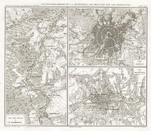 Plans des Bords de la Berezina, de Moscou et de Smolensk. 3 Stahlstichkarten von A.H.Dyonnet nach...