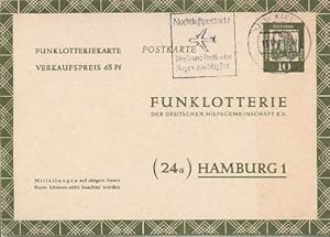 Bundesrepublik. 10 Pfennig. Verkaufspreis 65 Pfennig. Ganzsache abgestempelt Kiel Soltau 11.12.1961.