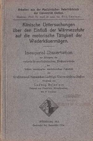 Klinische Untersuchungen über den Einfluß der Wärmezufuhr auf die motorische Tätigkeit der Wieder...