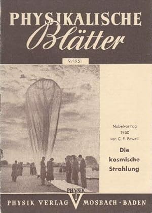 Seller image for Die kosmische Strahlung. In: Physikalische Bltter. 7.Jahrgang, Heft 9. for sale by Antiquariat Heinz Tessin