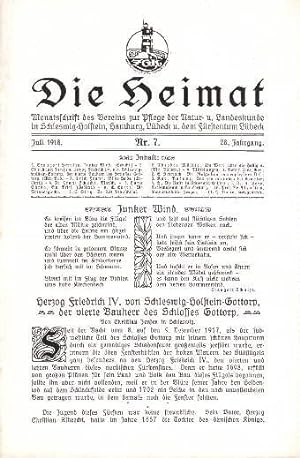 Bild des Verkufers fr Die Heimat. 28.Jahrgang, Heft 7. Mit 5 Textabbildungen. zum Verkauf von Antiquariat Heinz Tessin