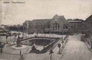 Bild des Verkufers fr Hauptbahnhof. Ansichtskarte in Lichtdruck. Abgestempelt Aaachen 09.08.1914. zum Verkauf von Antiquariat Heinz Tessin