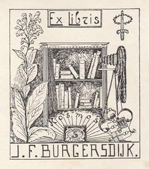 Exlibris für J.F. Burgersdijk, Djember (Java). Klischéedruck von W.J.Burgersdijk.