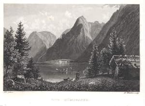 Der Königsee. Stahlstich von H.Winkles nach Alt.