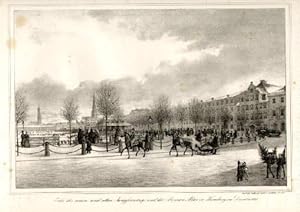Ecke des neuen und alten Jungfernstiegs und der Binnen Alster in Hamburg, im December 1840. Nach ...