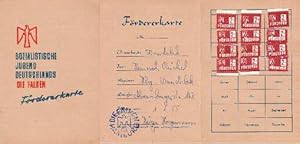 Seller image for Sozialistische Jugend Deutschland. Die Falken. Frderkarte fr Heinrich Rchel, Hamburg-Wandsbek, Ahrensburgerstrae 168. Ausgestellt am 1.1.1955. for sale by Antiquariat Heinz Tessin